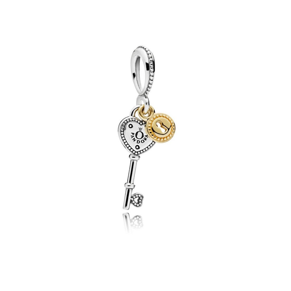 Heart key two toned charm Pandora